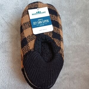 Northeast Men's Black and Brown Cozy Cabin Slippers